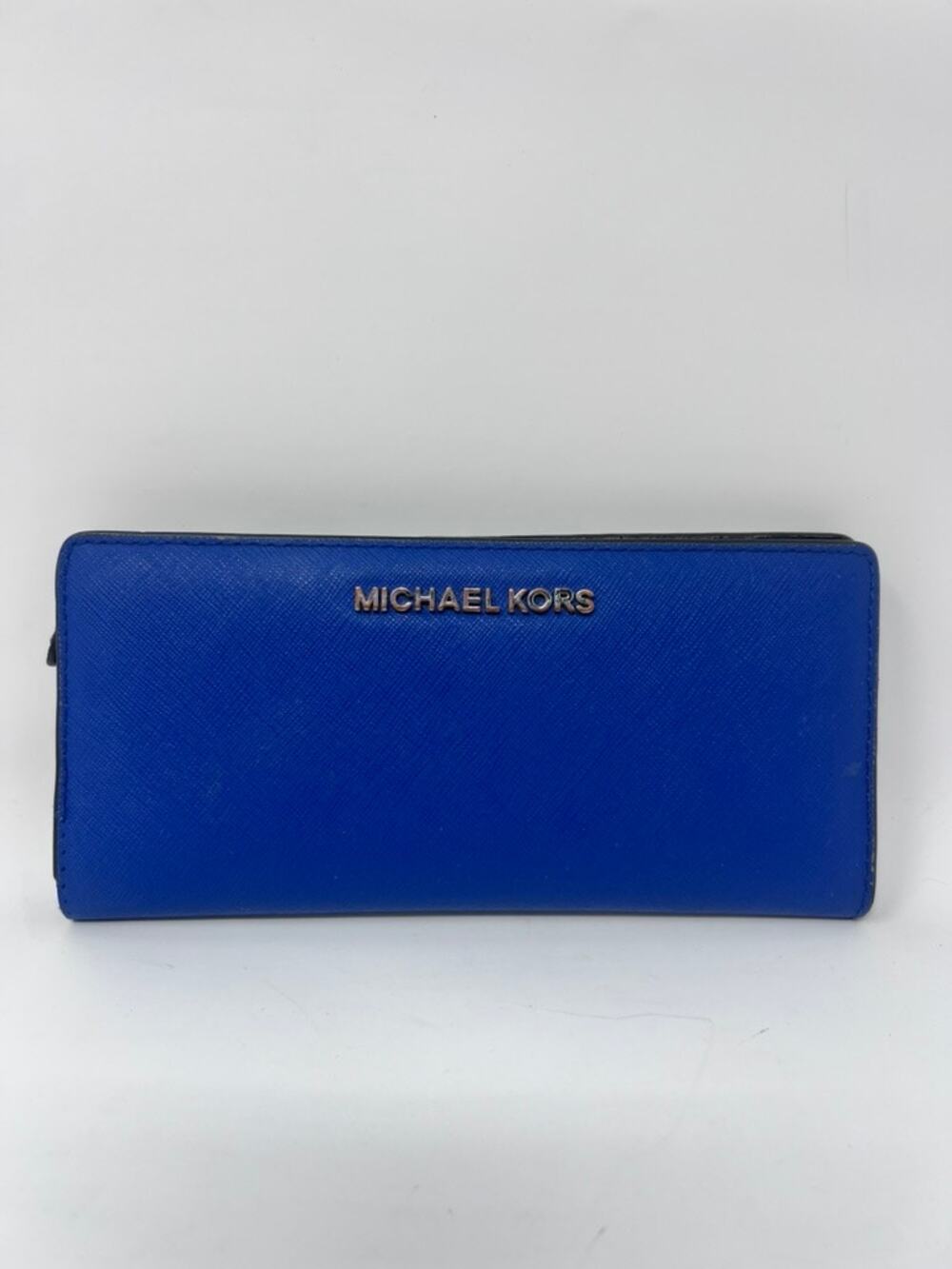 Michael Kors Jet Set Saffiano Leather Wallet Cobalt Blue Navy Bifold Snap